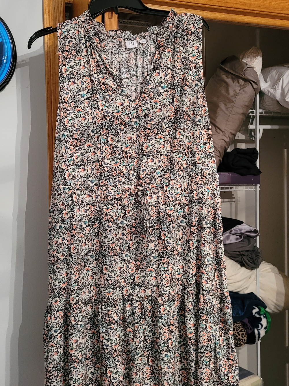 GAP Floral Tiered Maxi Dress in Black, Pink and Mint